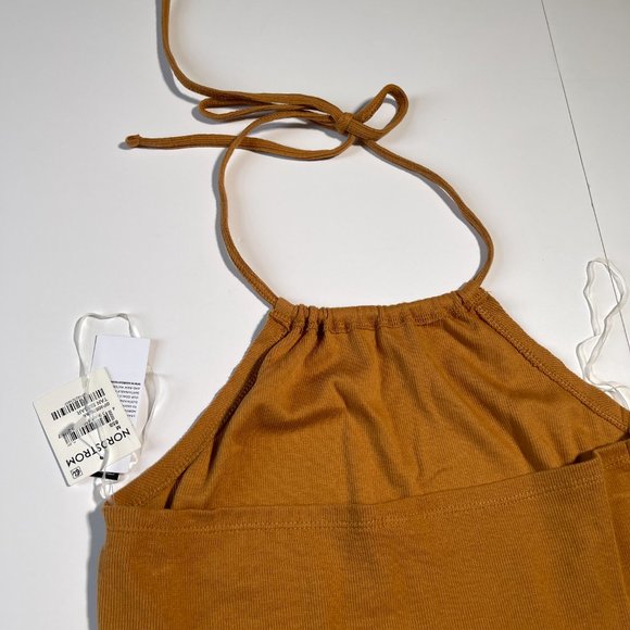 NWT bp 'Tan Sugar' Coloured Ribbed Cropped Halter Top Size Medium - Picture 4 of 9